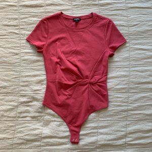 Express front knot coral bodysuit